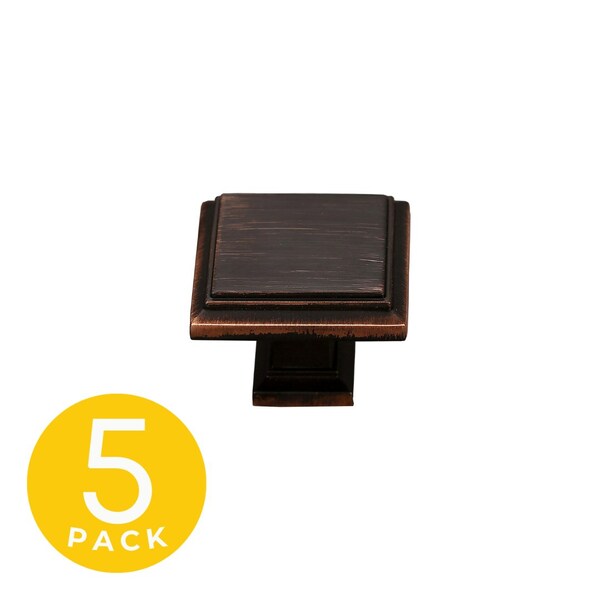 Sapphire Accent Series 1-1/4 in. Modern Oil Rubbed Bronze Square Cabinet Knob (5-Pack) - SP-1071-K-ORB-5