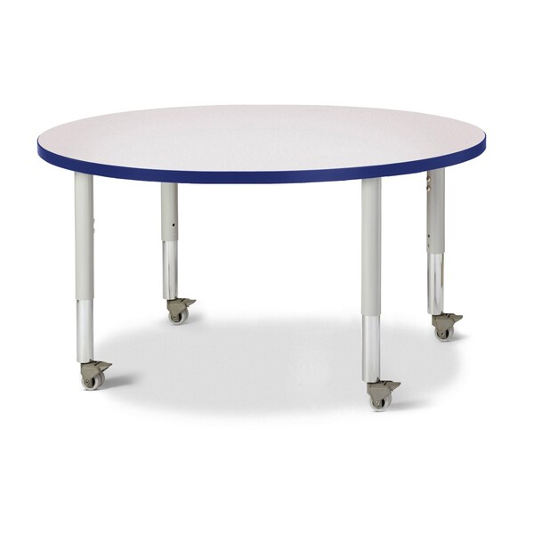 Jonti-Craft Berries Round Activity Table, 42 in. Diameter, Mobile, Freckled Gray/Blue/Gray - 6468JCM003