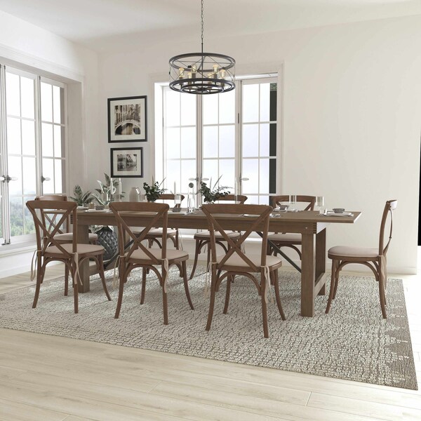 Flash Furniture Rectangle Antique Farm Table, 40" W, 108" L, 30" H, Wood Top, Wood Grain - XA-FARM-14-GG