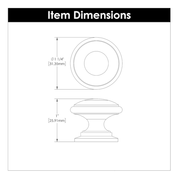 Hickory Hardware Knob 1-1/4 Inch Diameter, 10PK - P3053-OBH-10B