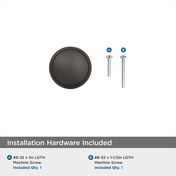 Amerock Ravino 1-1/4 in 32 mm Diameter Oil-Rubbed Bronze Cabinet Knob, 10PK - 10BX53012ORB