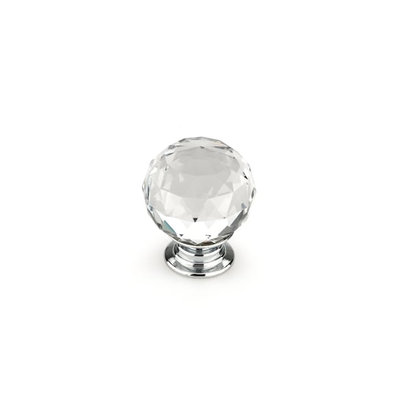 Richelieu 1 3/16 in (30 mm) Clear, Crystal, Chrome Contemporary Metal, Crystal Cabinet Knob - BP87373014011