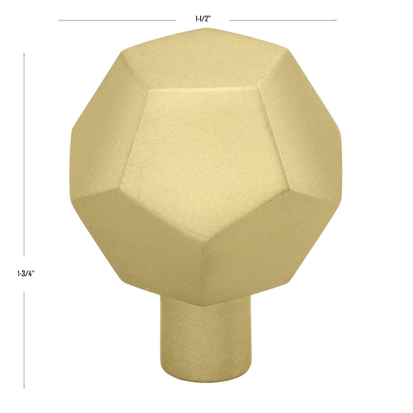 Gliderite Hardware 1-1/2 in. Faceted Knob Satin Gold, 5PK - 5826-SG-5
