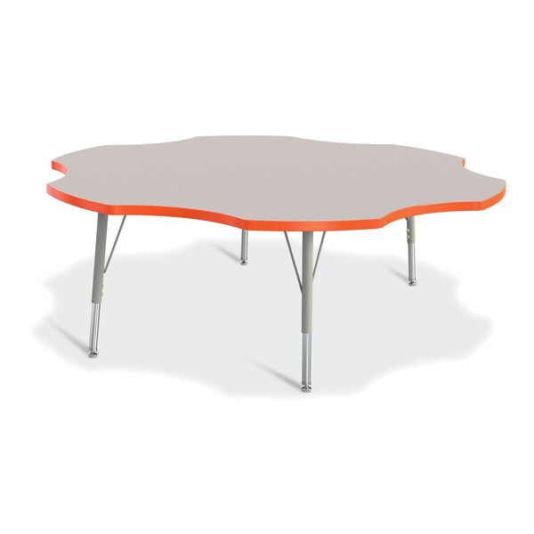 Jonti-Craft Berries Six Leaf Activity Table, 60 in., E-height, Freckled Gray/Orange/Gray - 6458JCE114