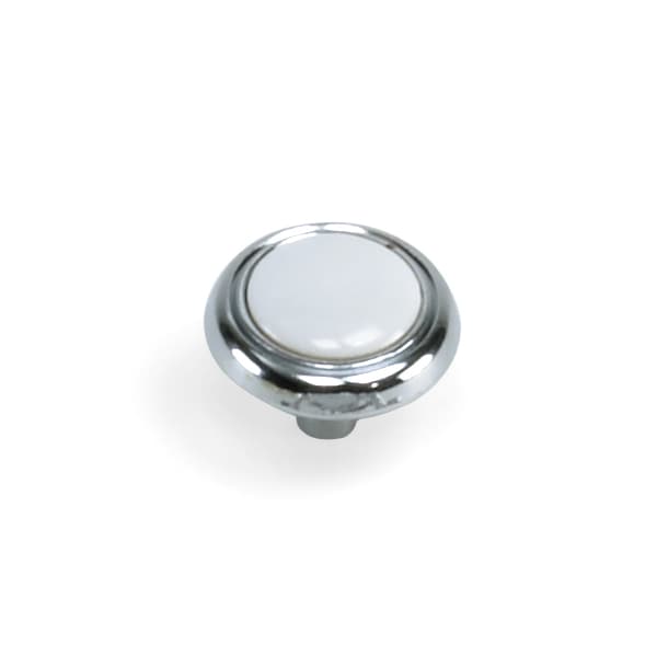Laurey 1 1/4" First Family Knob, Chrome & White - 15427