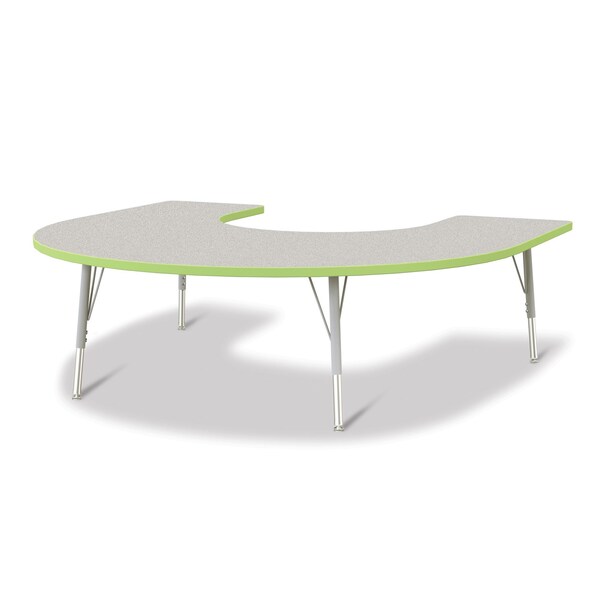 Jonti-Craft Berries Horseshoe Activity Table, 66 in. x 60 in., E-height, Freckled Gray/Key Lime/Gray - 6445JCE130