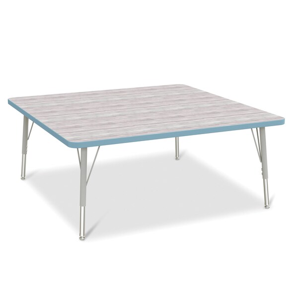 Jonti-Craft Berries Square Activity Table, 48 in. x 48 in., E-height, Driftwood Gray/Coastal Blue/Gray - 6418JCE452