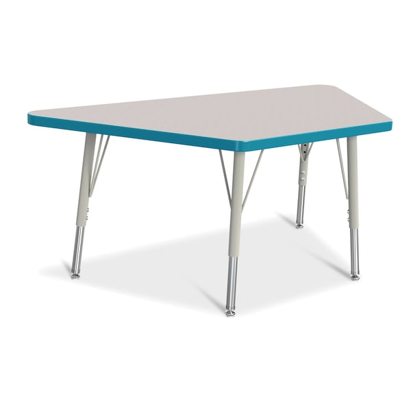 Jonti-Craft Berries Trapezoid Activity Tables, 24 in. x 48 in., E-height, Freckled Gray/Teal/Gray - 6438JCE005