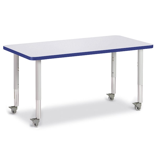 Jonti-Craft Berries Rectangle Activity Table, 24 in. x 48 in., Mobile, Freckled Gray/Blue/Gray - 6403JCM003