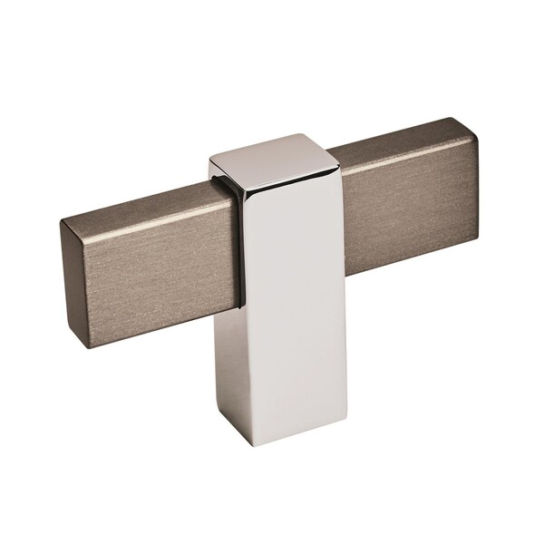 Amerock Mulino 2-3/8 in 60 mm Length Black Brushed Nickel/Polished Chrome Cabinet Knob - BP36720BBN26