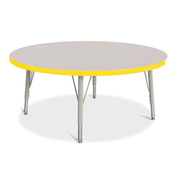 Jonti-Craft Berries Round Activity Table, 42 in. Diameter, E-height, Freckled Gray/Yellow/Gray - 6468JCE007