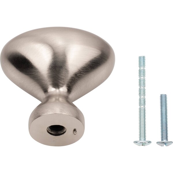Designperfect 1-1/4 Overall Length Oval Cabinet Knob, Brushed Satin Nickel, 25PK - DPA25B7KSNB