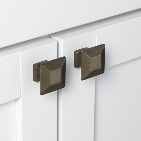 Gliderite Hardware 1-3/8 in. Antique Brass Modern Square Cabinet Knob, 5PK - 5101-AB-5