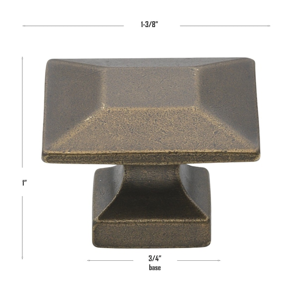 Gliderite Hardware 1-3/8 in. Antique Brass Modern Square Cabinet Knob, 5PK - 5101-AB-5