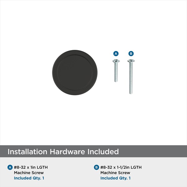 Amerock Exceed 1-1/2 in 38 mm Diameter Matte Black Cabinet Knob - BP36880FB