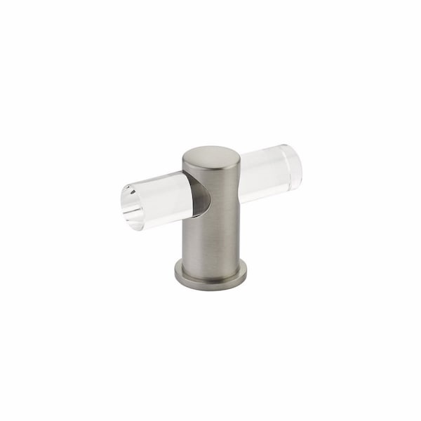 Schaub Lumiere Cabinet T Knob with Acrylic Satin Nickel Finish - 401-15