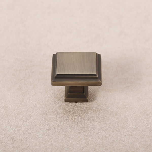 Sapphire Accent Series 1-1/4 in. Modern Medium Aged Bronze Square Cabinet Knob, 10PK - SP-1071-K-MAB-10