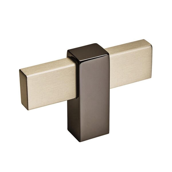 Amerock Mulino 2-3/8 in 60 mm Length Silver Champagne/Black Nickel Cabinet Knob - BP36720SCBN