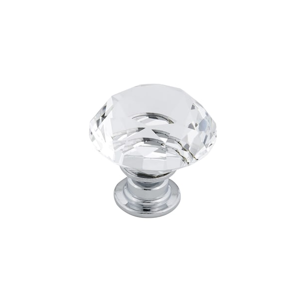 Richelieu 1 3/16 in (30 mm) Chrome, Clear Contemporary Cabinet Knob - BP2828023014011