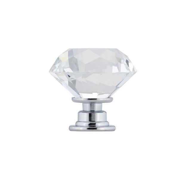 Richelieu 1 3/16 in (30 mm) Chrome, Clear Contemporary Cabinet Knob - BP2828023014011