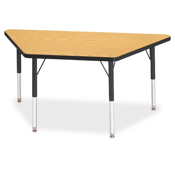 Jonti-Craft Berries Trapezoid Activity Tables, 24 in. x 48 in., E-height, Oak/Black/Black - 6438JCE210
