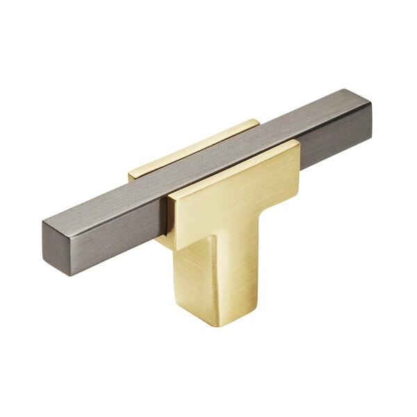 Amerock Urbanite 2-5/8 in 67 mm Length Brushed Gold/Black Chrome Cabinet Knob - BP67BGLBCR