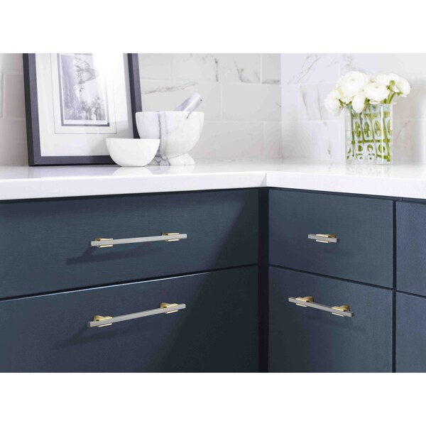 Amerock Urbanite 2-5/8 in 67 mm Length Brushed Gold/Black Chrome Cabinet Knob - BP67BGLBCR