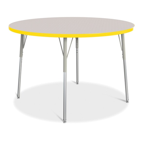 Jonti-Craft Berries Round Activity Table, 48 in. Diameter, A-height, Freckled Gray/Yellow/Gray - 6433JCA007
