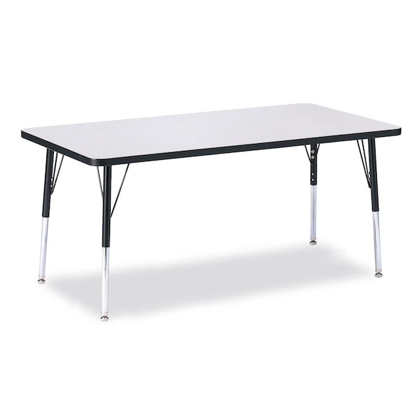 Jonti-Craft Berries Rectangle Activity Table, 30 in. x 60 in., A-height, Freckled Gray/Black/Black - 6408JCA180
