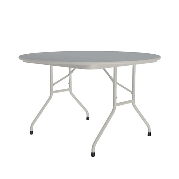 Correll Round Commerical Folding Utility Table, 48" Dia. W, 29" H, High Pressure Laminate Top, Gray Granite - CF48PX-15