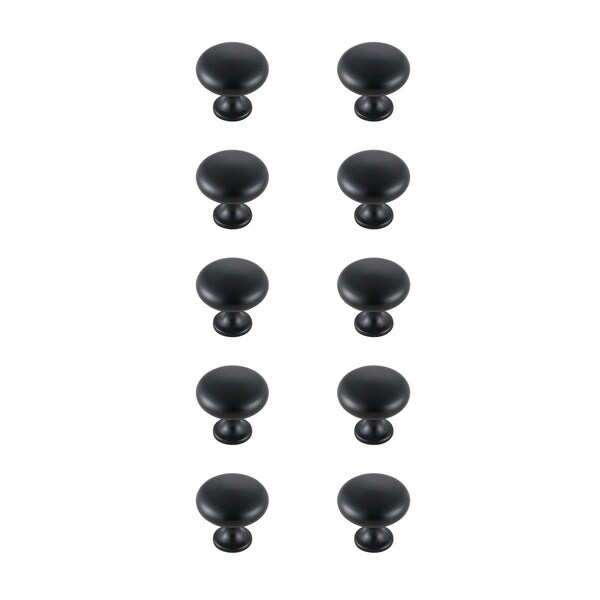 Elegant Decor 1.2 in. Dia. Cadon Multipack Mushroom Knob, Matte Black, 10PK - KB2002-MB-10PK