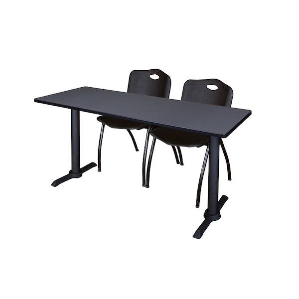 Cain Rectangle Tables > Training Tables > Cain Training Table & Chair Sets, 60 W, 24 L, 29 H, Grey - MTRCT6024GY47BK