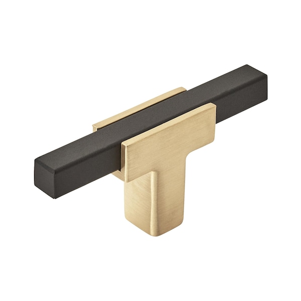 Amerock Urbanite 2-5/8 in 67 mm Length Brushed Gold/Matte Black Cabinet Knob - BP67BGLMB