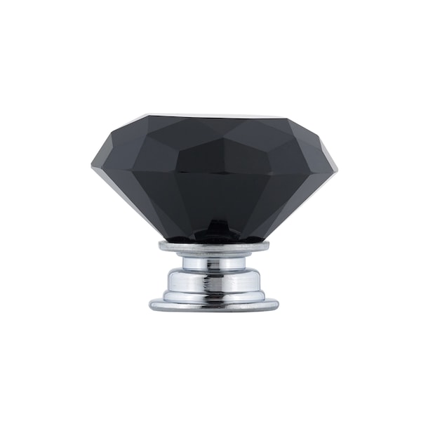 Richelieu 1 9/16 in (40 mm) Chrome, Black Contemporary Cabinet Knob - BP30304014090