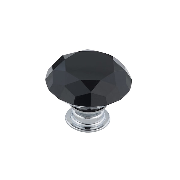 Richelieu 1 9/16 in (40 mm) Chrome, Black Contemporary Cabinet Knob - BP30304014090