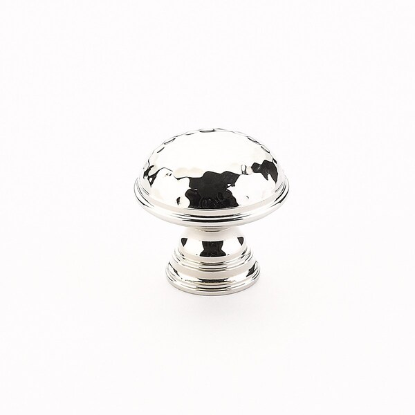 Schaub 1-1/4in Atherton Hammered Plain Edge Cabinet Knob Polished Nickel Finish - 570-PN
