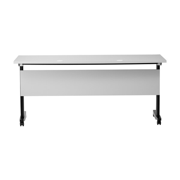 Flash Furniture Palmer 60in. x 24in. HD Nesting Table w/T-Legs, Modesty Panel, 1in. Thick Gray Tabletop, Blk Frame - MT-M6024-T-LEG-GRYBLK-GG
