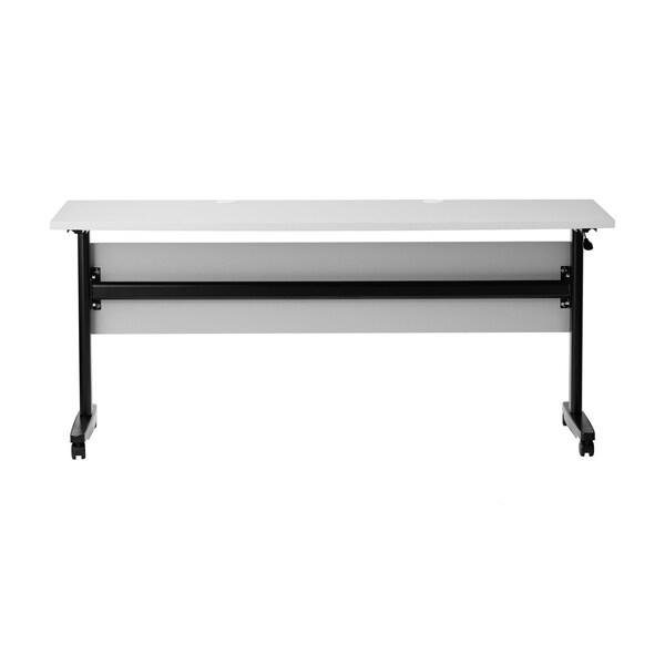 Flash Furniture Palmer 60in. x 24in. HD Nesting Table w/T-Legs, Modesty Panel, 1in. Thick Gray Tabletop, Blk Frame - MT-M6024-T-LEG-GRYBLK-GG