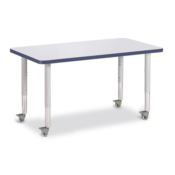Jonti-Craft Berries Rectangle Activity Table, 24 in. x 36 in., Mobile, Freckled Gray/Navy/Gray - 6478JCM112