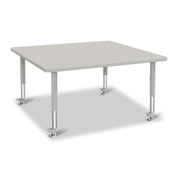 Jonti-Craft Berries Square Activity Table, 48 in. x 48 in., Mobile, Freckled Gray/Gray/Gray - 6418JCM000