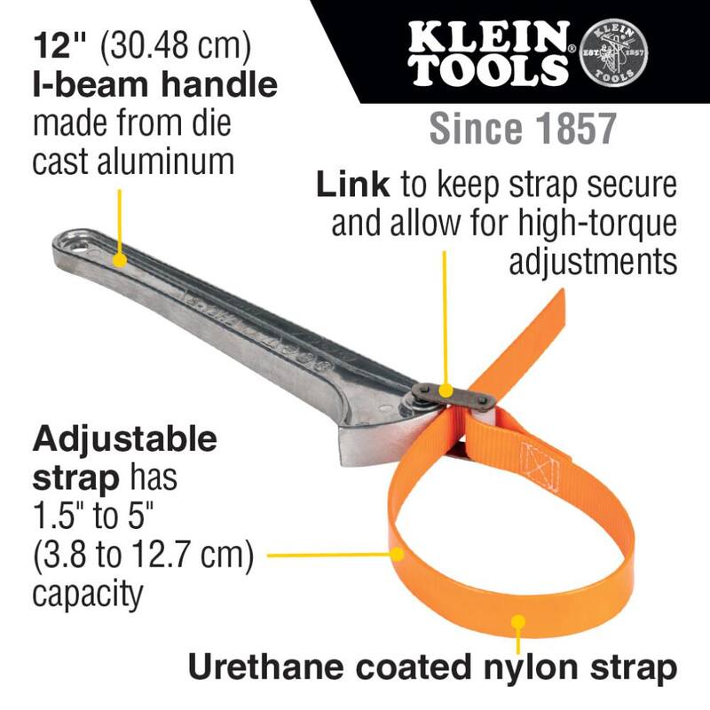Herramienta Klein Tools 1-1/2 pulg. a 5 pulg., 12 pulg. Llave de correa Grip-It, Mango - S12HB