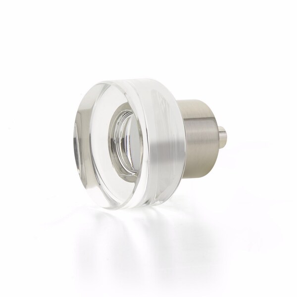 Schaub City Lights Round Disc Glass Knob Satin Nickel Finish - 56-15