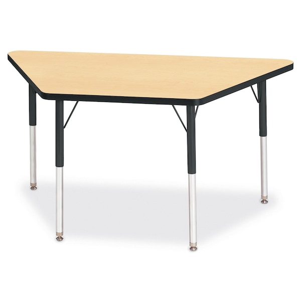Jonti-Craft Berries Trapezoid Activity Tables, 24 in. x 48 in., A-height, Maple/Black/Black - 6438JCA011