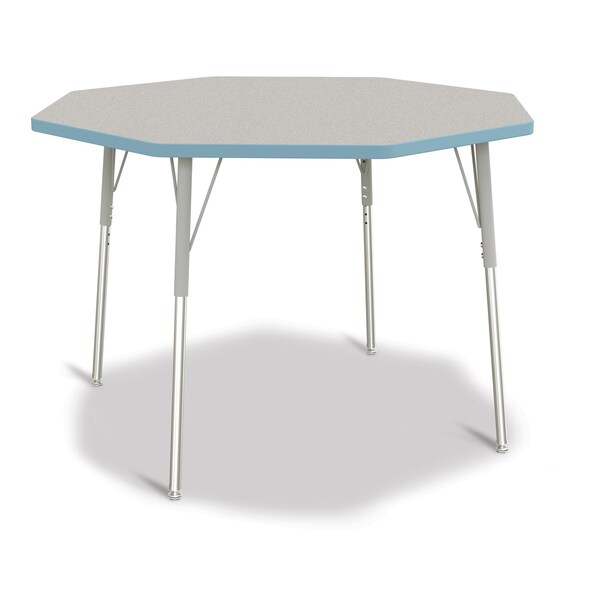 Jonti-Craft Berries Octagon Activity Table, 48 in. x 48 in., A-height, Freckled Gray/Coastal Blue/Gray - 6428JCA131