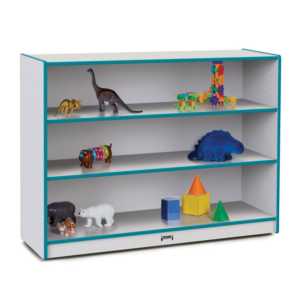 Jonti-Craft Rainbow Accents Super-Sized Adjustable Mobile Straight-Shelf, Teal - 26932JCWW005
