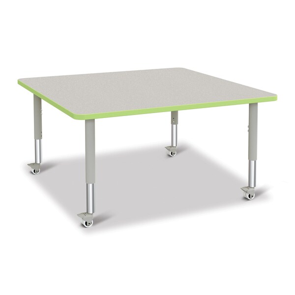 Jonti-Craft Berries Square Activity Table, 48 in. x 48 in., Mobile, Freckled Gray/Key Lime/Gray - 6418JCM130