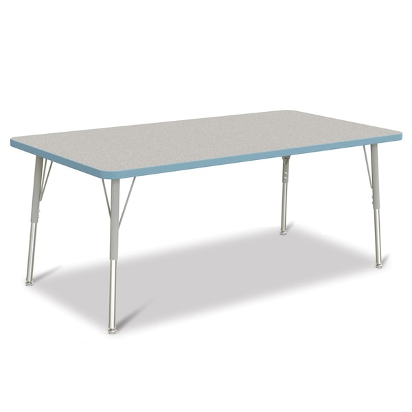 Jonti-Craft Berries Rectangle Activity Table, 30 in. x 60 in., A-height, Freckled Gray/Coastal Blue/Gray - 6408JCA131