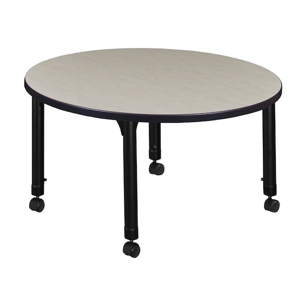 Regency Tables > Height Adjustable > Round Mobile Tables, 42 W, 42 L, 23-34 H, Wood|Metal, Maple - TB42RNDPLAPCBK