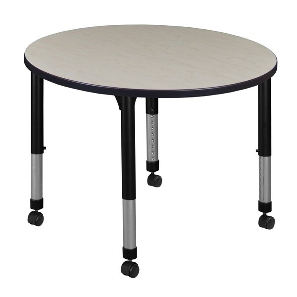 Regency Tables > Height Adjustable > Round Mobile Tables, 42 W, 42 L, 23-34 H, Wood|Metal, Maple - TB42RNDPLAPCBK