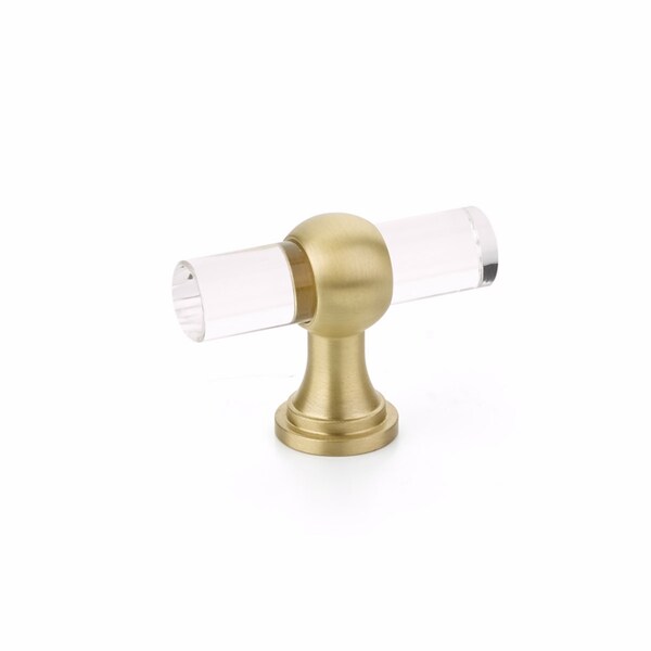 Schaub Lumiere Transitional Cabinet T Knob Acrylic Satin Brass Finish - 411-SB